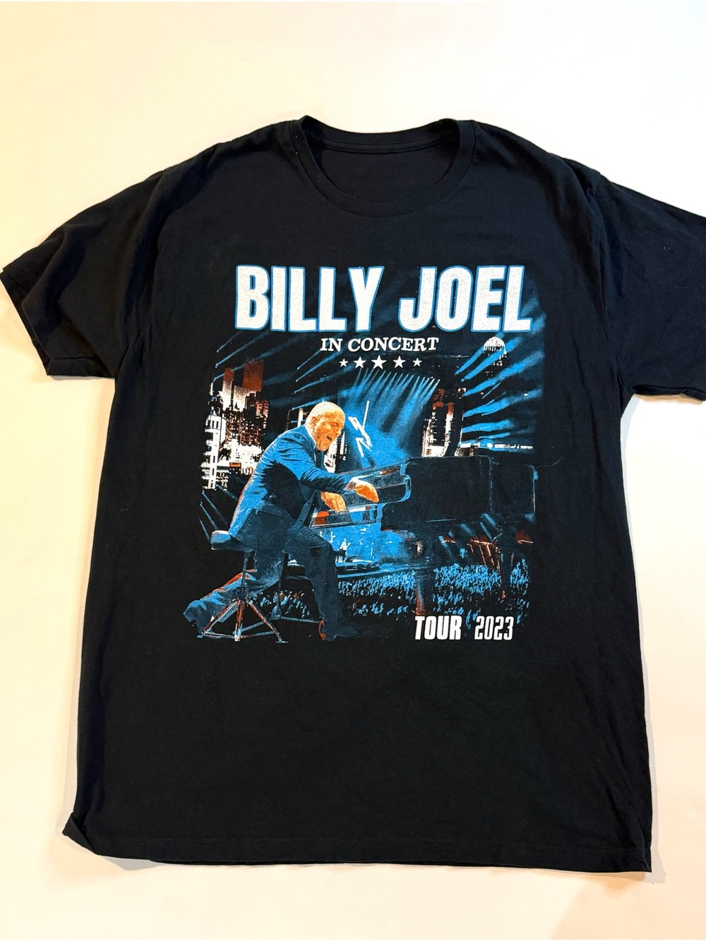 Billy Joel in Concert Tour Black Double Sided Graphics Promo Tee Size Large
